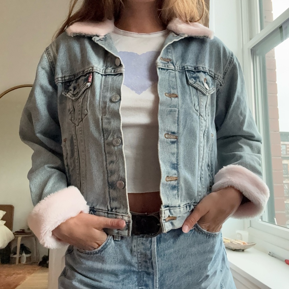 Levi's Blue Denim Jacket with Pink Trim